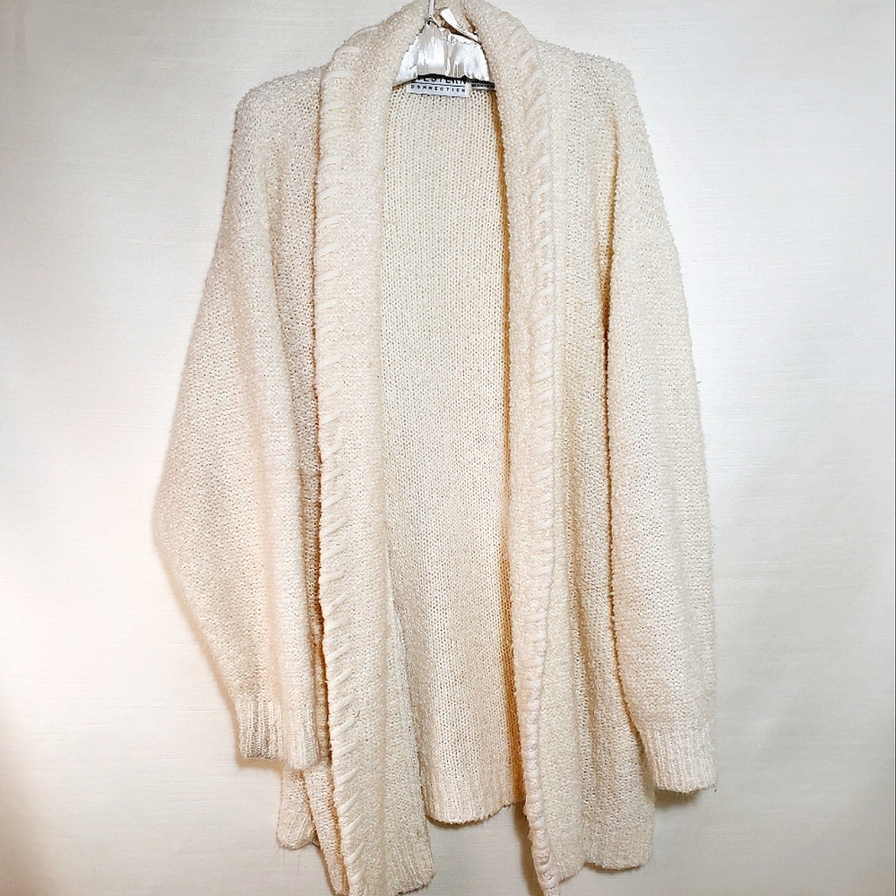 Western Connection Vintage Chunky Knit Open Oversized Cardigan Sweater Off-White